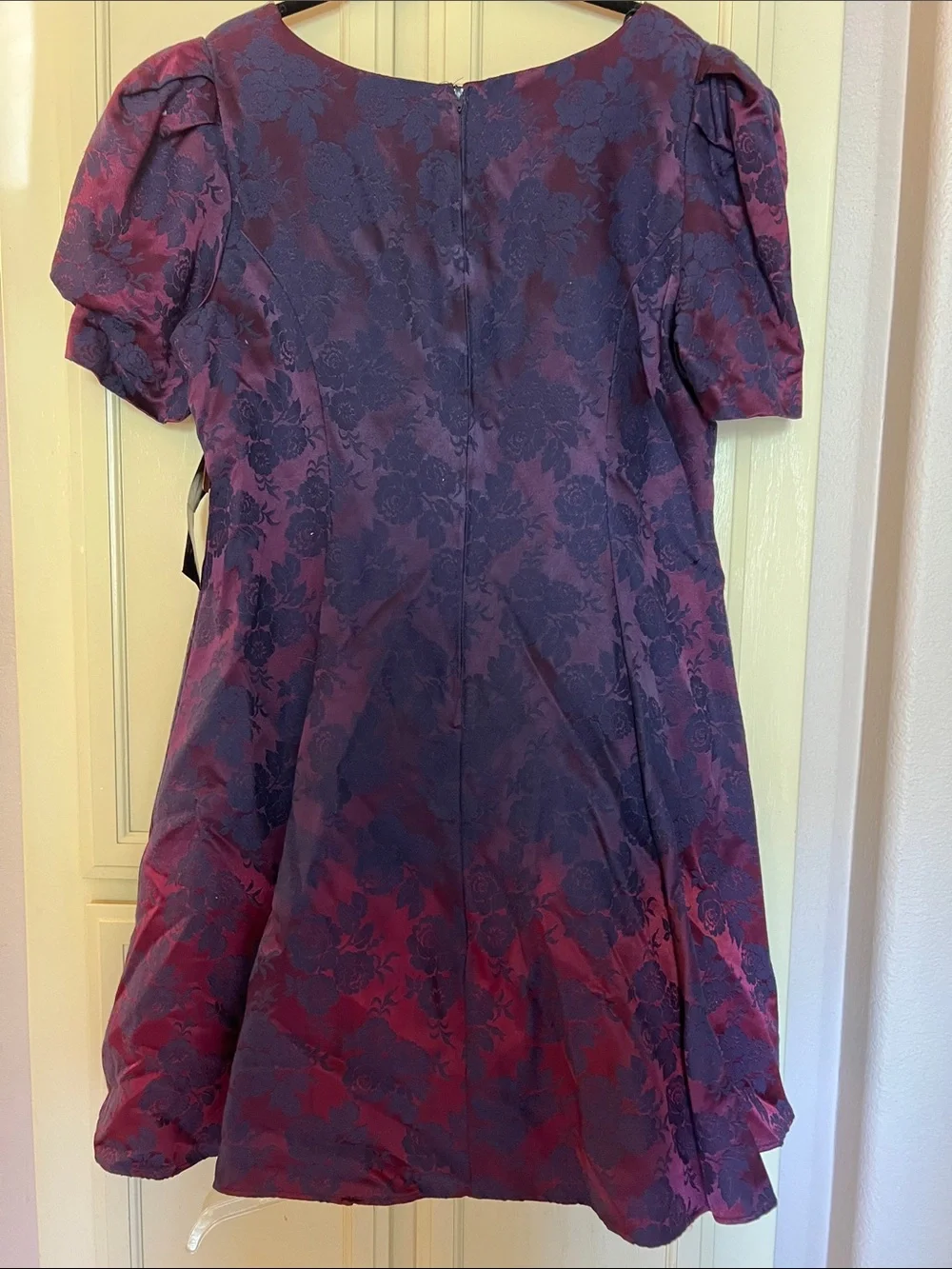 Vintage new with tags sz 18 Onyx Purple / navy Brocade Fit-and-Flare Dress - Picture 6 of 7